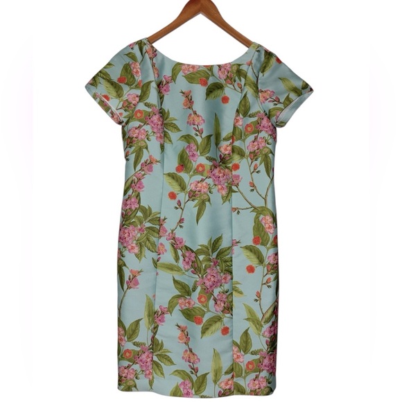 Talbots Botanical Flowers Cap Sleeve Sheath Cocktail Dress sz. 8 - Picture 7 of 12